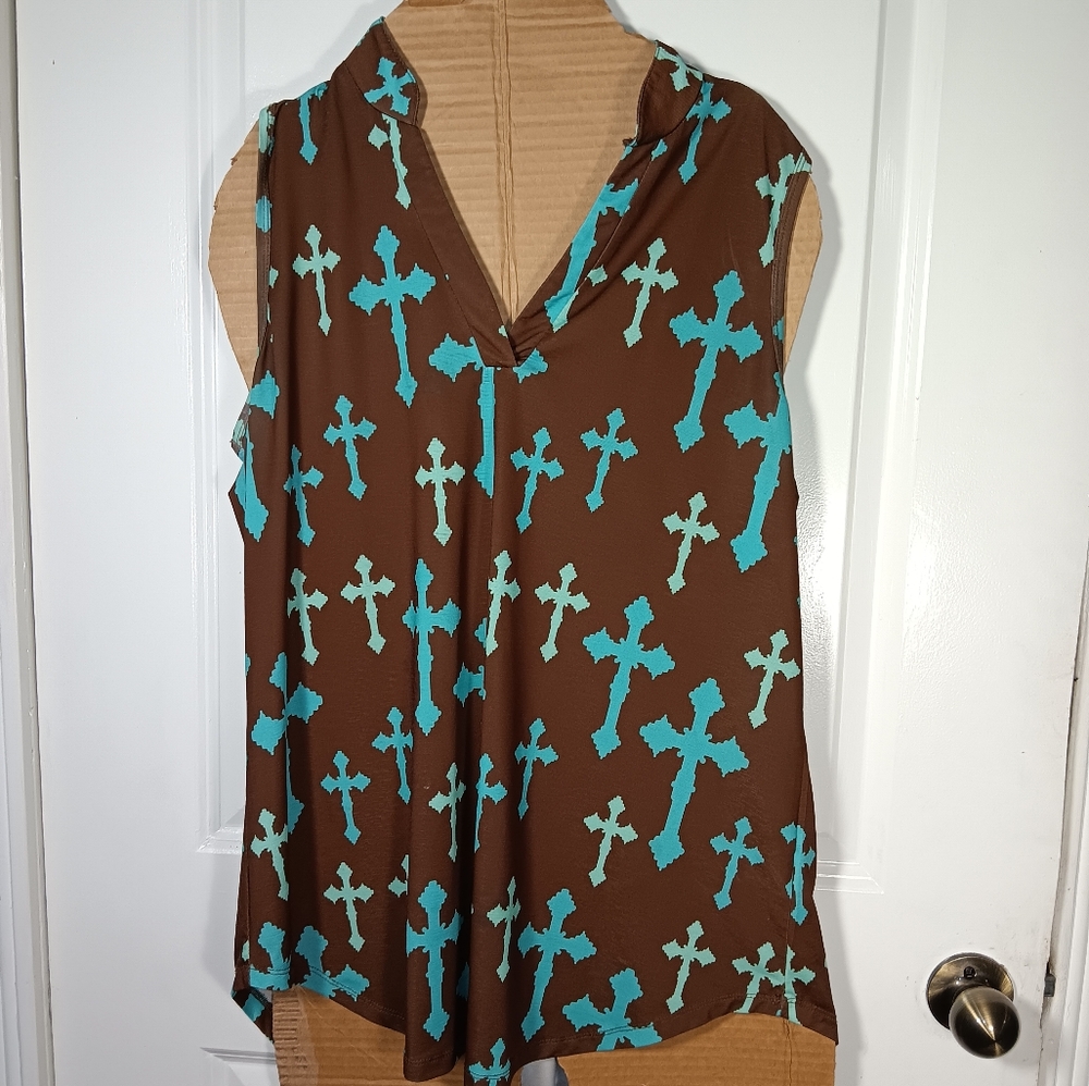Cowgirl hardware cross pattern shirt szXL